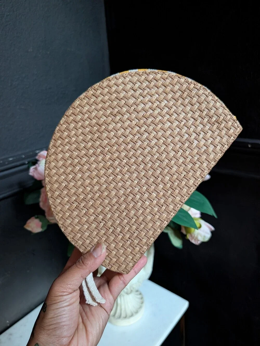 Christian Dior Yellow/White Bohemian Riviera Rattan Canvas clutch 6.25
